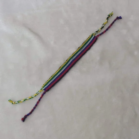 Hand Woven Braided Friendship Bracelet Black Red Blue White Green Yellow - Picture 3 of 12
